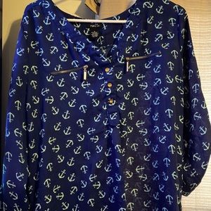 Navy Anchored Blouse